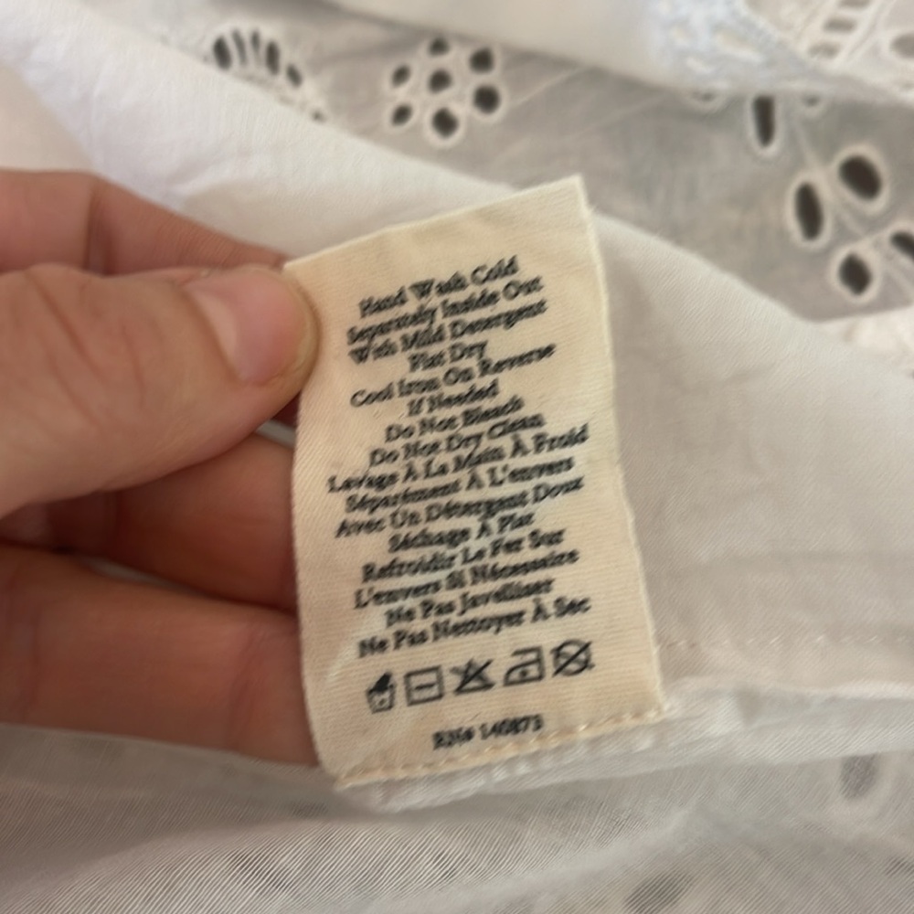 Love Shack Fancy Onika White Cotton Eyelet Mini Skirt, size 8 - Picture 10 of 11